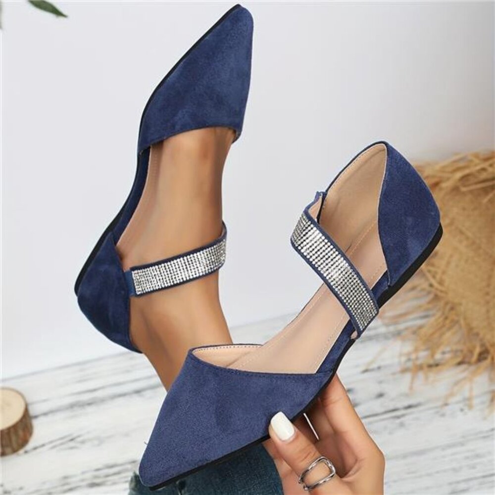 NEW Flats Comfortable, Lightweight, Water Diamond Pointed Shoes Blue‎